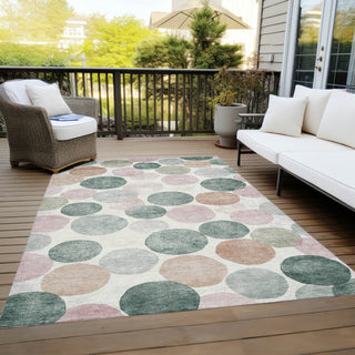 Piper Looms Chantille Geometric ACN1898 Salmon Machine Washable Area Rug Outdoor Lifestyle Image Feature