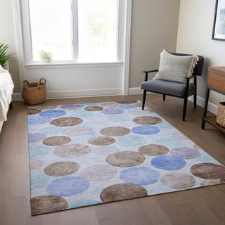 Piper Looms Chantille Geometric ACN1898 Sky Machine Washable Area Rug Lifestyle Image Feature