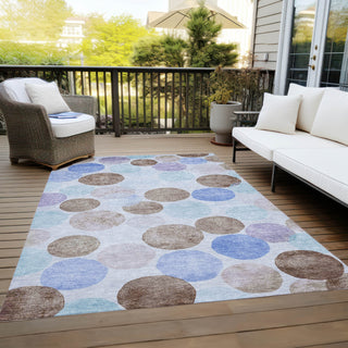 Piper Looms Chantille Geometric ACN1898 Sky Machine Washable Area Rug Outdoor Lifestyle Image Feature