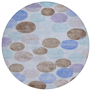 Piper Looms Chantille Geometric ACN1898 Sky Machine Washable Area Rug Round Main Image