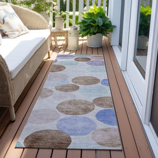 Piper Looms Chantille Geometric ACN1898 Sky Machine Washable Area Rug Runner Outdoor Lifestyle Image Feature
