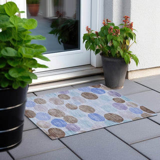 Piper Looms Chantille Geometric ACN1898 Sky Machine Washable Area Rug Scatter Outdoor Lifestyle Image Feature