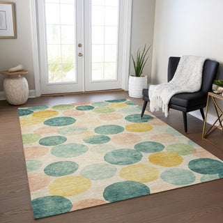 Piper Looms Chantille Geometric ACN1898 Teal Machine Washable Area Rug Lifestyle Image Feature