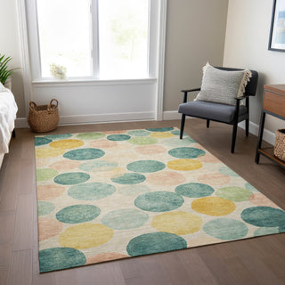 Piper Looms Chantille Geometric ACN1898 Teal Machine Washable Area Rug Lifestyle Image Feature