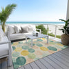 Piper Looms Chantille Geometric ACN1898 Teal Machine Washable Area Rug Outdoor Lifestyle Image Feature