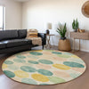 Piper Looms Chantille Geometric ACN1898 Teal Machine Washable Area Rug Round Lifestyle Image Feature