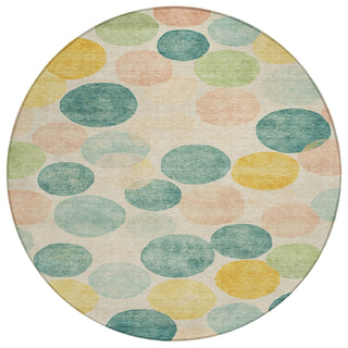 Piper Looms Chantille Geometric ACN1898 Teal Machine Washable Area Rug Round Main Image