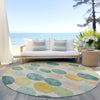 Piper Looms Chantille Geometric ACN1898 Teal Machine Washable Area Rug Round Outdoor Lifestyle Image Feature