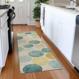 Piper Looms Chantille Geometric ACN1898 Teal Machine Washable Area Rug Runner Lifestyle Image Feature