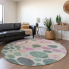 Piper Looms Chantille Geometric ACN1899 Cactus Machine Washable Area Rug Round Lifestyle Image Feature