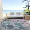 Piper Looms Chantille Geometric ACN1899 Cactus Machine Washable Area Rug Round Outdoor Lifestyle Image Feature