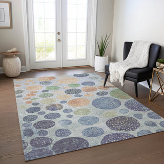 Piper Looms Chantille Geometric ACN1899 Denim Machine Washable Area Rug Lifestyle Image Feature