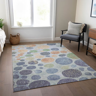 Piper Looms Chantille Geometric ACN1899 Denim Machine Washable Area Rug Lifestyle Image Feature