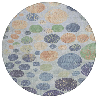 Piper Looms Chantille Geometric ACN1899 Denim Machine Washable Area Rug Round Main Image
