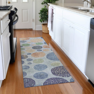 Piper Looms Chantille Geometric ACN1899 Denim Machine Washable Area Rug Runner Lifestyle Image Feature
