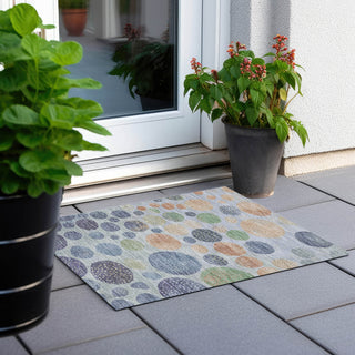 Piper Looms Chantille Geometric ACN1899 Denim Machine Washable Area Rug Scatter Outdoor Lifestyle Image Feature