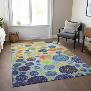 Piper Looms Chantille Geometric ACN1899 Navy Machine Washable Area Rug Lifestyle Image Feature