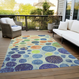 Piper Looms Chantille Geometric ACN1899 Navy Machine Washable Area Rug Outdoor Lifestyle Image Feature