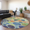 Piper Looms Chantille Geometric ACN1899 Navy Machine Washable Area Rug Round Lifestyle Image Feature