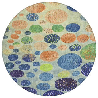 Piper Looms Chantille Geometric ACN1899 Navy Machine Washable Area Rug Round Main Image