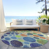 Piper Looms Chantille Geometric ACN1899 Navy Machine Washable Area Rug Round Outdoor Lifestyle Image Feature