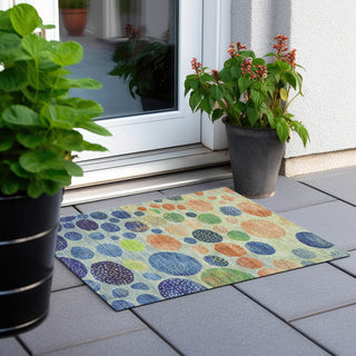 Piper Looms Chantille Geometric ACN1899 Navy Machine Washable Area Rug Scatter Outdoor Lifestyle Image Feature