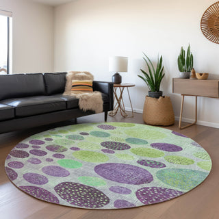 Piper Looms Chantille Geometric ACN1899 Purple Machine Washable Area Rug Round Lifestyle Image Feature