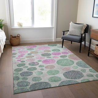 Piper Looms Chantille Geometric ACN1899 Sage Machine Washable Area Rug Lifestyle Image Feature