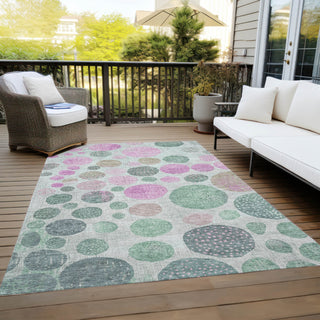 Piper Looms Chantille Geometric ACN1899 Sage Machine Washable Area Rug Outdoor Lifestyle Image Feature