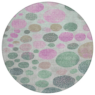 Piper Looms Chantille Geometric ACN1899 Sage Machine Washable Area Rug Round Main Image