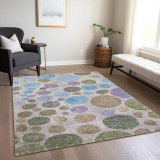 Piper Looms Chantille Geometric ACN1899 Taupe Machine Washable Area Rug Lifestyle Image Feature