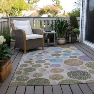 Piper Looms Chantille Geometric ACN1899 Taupe Machine Washable Area Rug Outdoor Lifestyle Image Feature