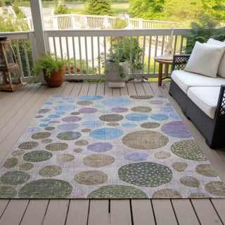 Piper Looms Chantille Geometric ACN1899 Taupe Machine Washable Area Rug Outdoor Lifestyle Image Feature