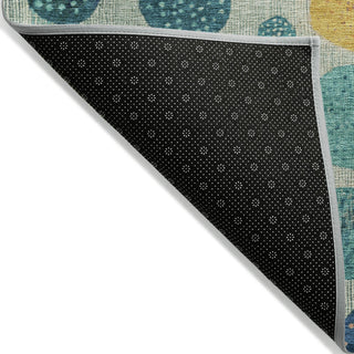 Piper Looms Chantille Geometric ACN1899 Teal Machine Washable Area Rug Backing Image
