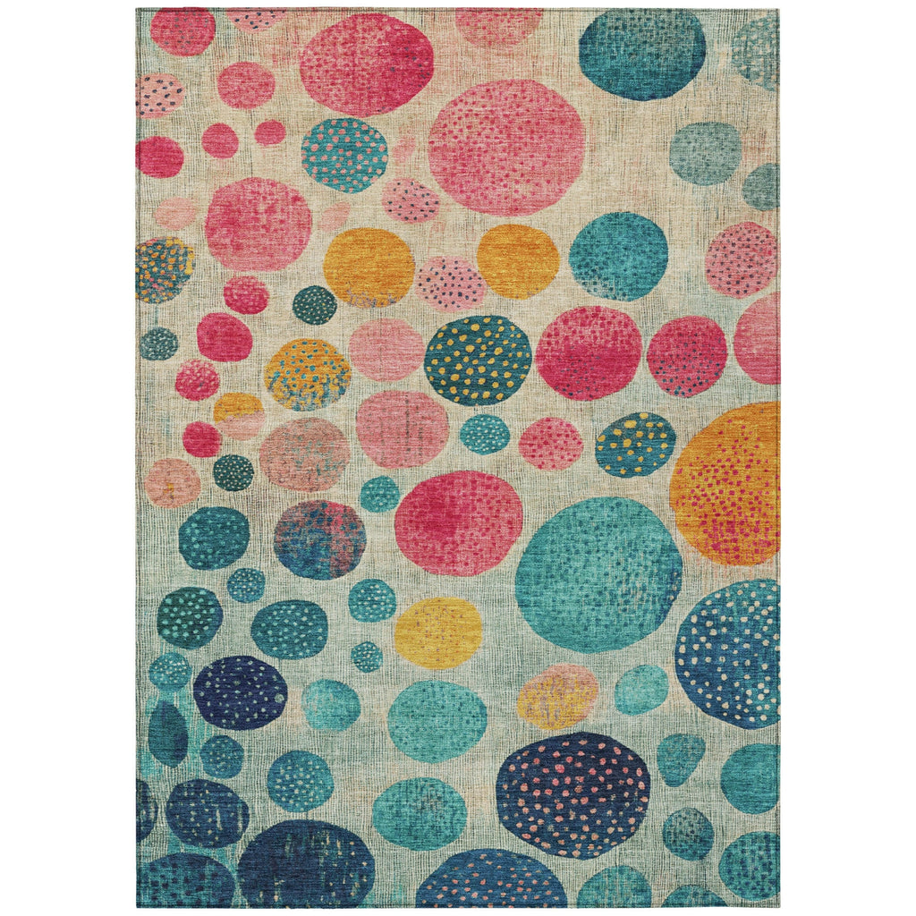 Piper Looms Chantille Geometric ACN1899 Teal Machine Washable Area Rug main image