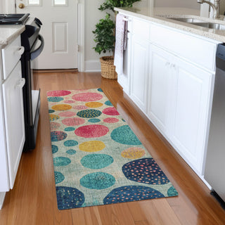 Piper Looms Chantille Geometric ACN1899 Teal Machine Washable Area Rug Runner Lifestyle Image Feature