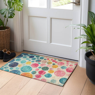 Piper Looms Chantille Geometric ACN1899 Teal Machine Washable Area Rug Scatter Lifestyle Image Feature