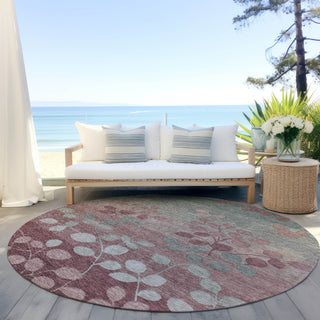 Piper Looms Chantille Floral ACN1900 Blush Machine Washable Area Rug Round Outdoor Lifestyle Image Feature