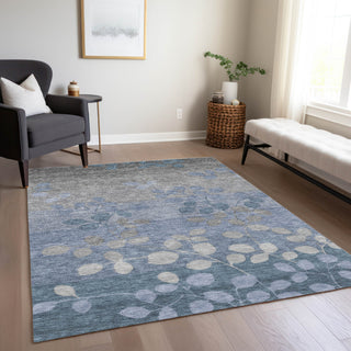 Piper Looms Chantille Floral ACN1900 Denim Machine Washable Area Rug Lifestyle Image Feature