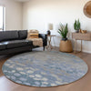 Piper Looms Chantille Floral ACN1900 Denim Machine Washable Area Rug Round Lifestyle Image Feature