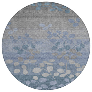 Piper Looms Chantille Floral ACN1900 Denim Machine Washable Area Rug Round Main Image