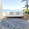 Piper Looms Chantille Floral ACN1900 Denim Machine Washable Area Rug Round Outdoor Lifestyle Image Feature