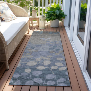 Piper Looms Chantille Floral ACN1900 Denim Machine Washable Area Rug Runner Outdoor Lifestyle Image Feature