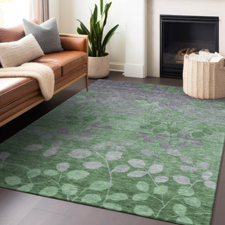Piper Looms Chantille Floral ACN1900 Green Machine Washable Area Rug Lifestyle Image Feature