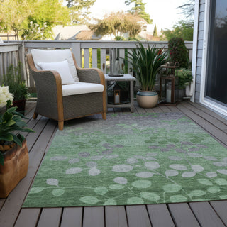 Piper Looms Chantille Floral ACN1900 Green Machine Washable Area Rug Outdoor Lifestyle Image Feature
