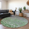 Piper Looms Chantille Floral ACN1900 Green Machine Washable Area Rug Round Lifestyle Image Feature
