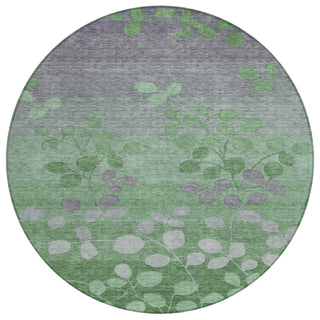 Piper Looms Chantille Floral ACN1900 Green Machine Washable Area Rug Round Main Image