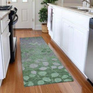 Piper Looms Chantille Floral ACN1900 Green Machine Washable Area Rug Runner Lifestyle Image Feature