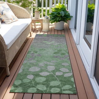 Piper Looms Chantille Floral ACN1900 Green Machine Washable Area Rug Runner Outdoor Lifestyle Image Feature