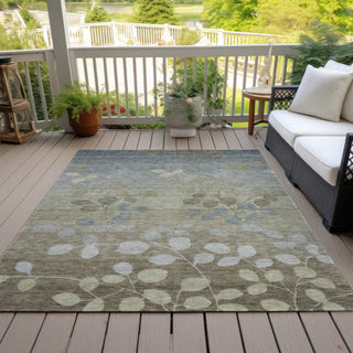 Piper Looms Chantille Floral ACN1900 Khaki Machine Washable Area Rug Outdoor Lifestyle Image Feature